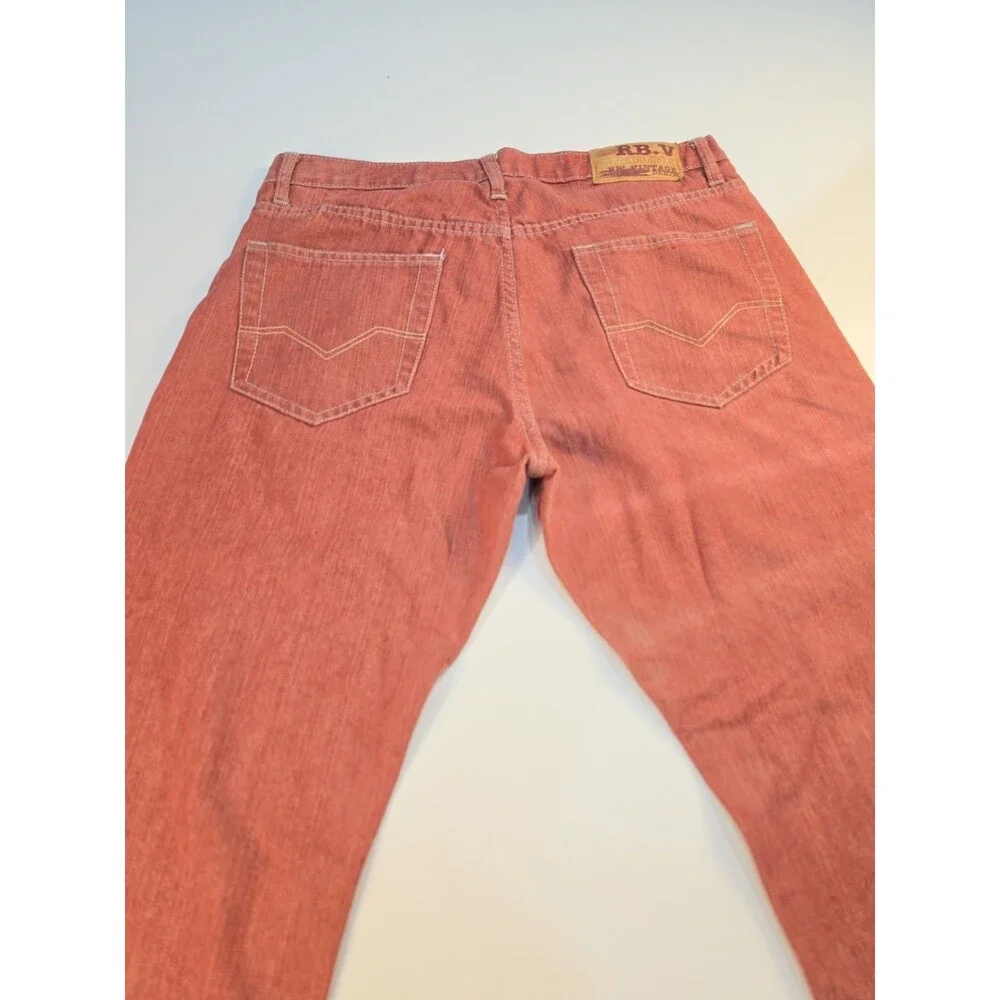 Vintage Royal Blue Jeans Mens 36x34 Red Straight Fit Denim Hiphop 90s Y2K